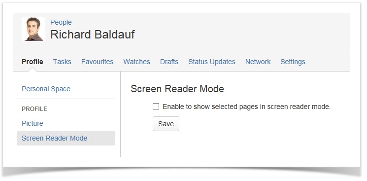 Enable Screen Reader Mode in the User Profile