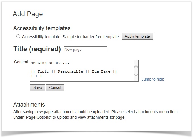 Applying an accessibility Template